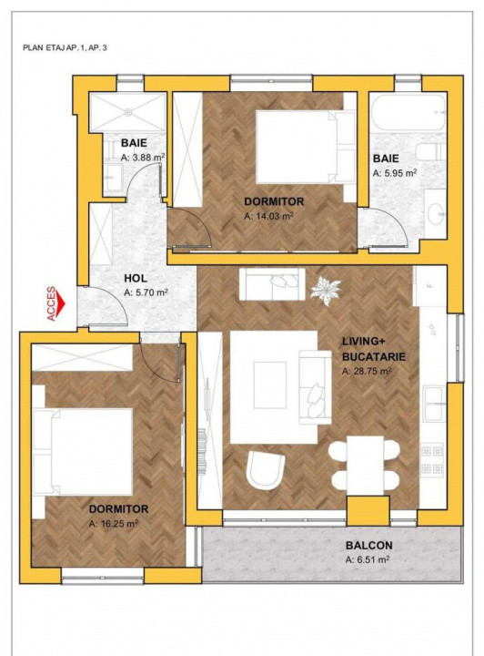 Apartament Nou 3 Camere, Zona Torontalului, Etaj 1