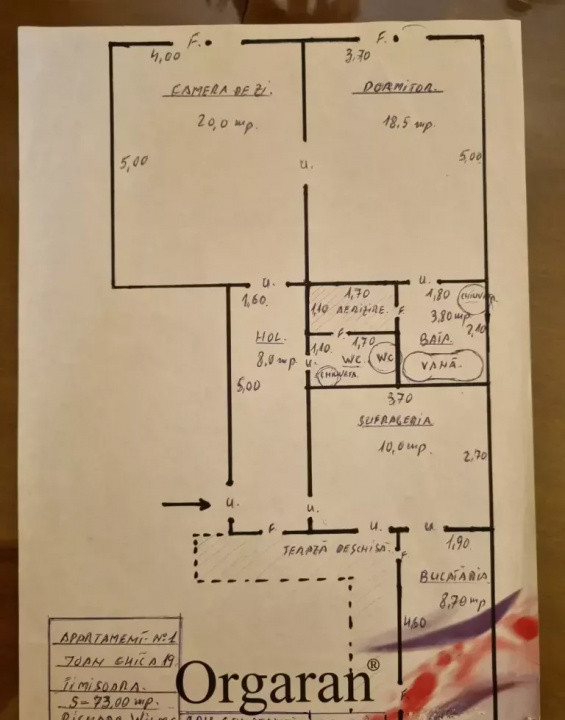 Apartament 3 camere – Str. Ion Ghica – 73 m² – 165.000 €