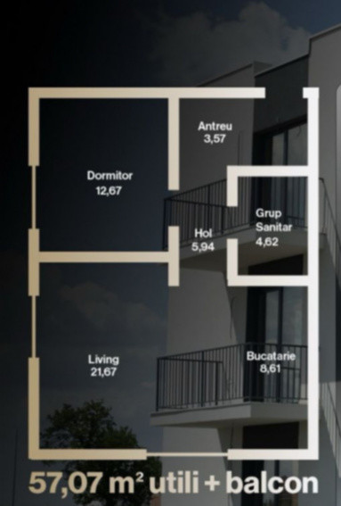 Apartamente 2 camere în construcție – Moșnița Nouă – 57 m² + balcon – 79.800 €
